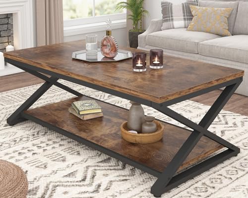 Industrial Metal and Wood Coffee Table