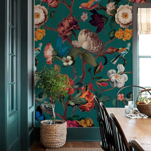 Jewel Toned Floral Wallpaper