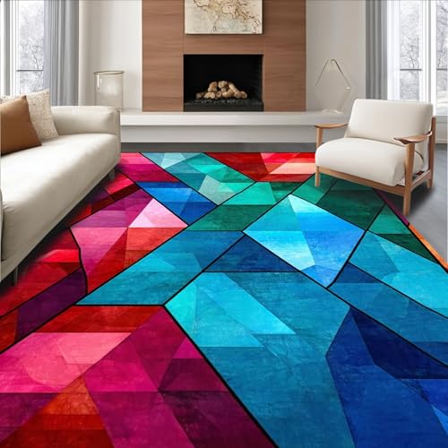 Jewel-Toned Geometric Pattern Rug