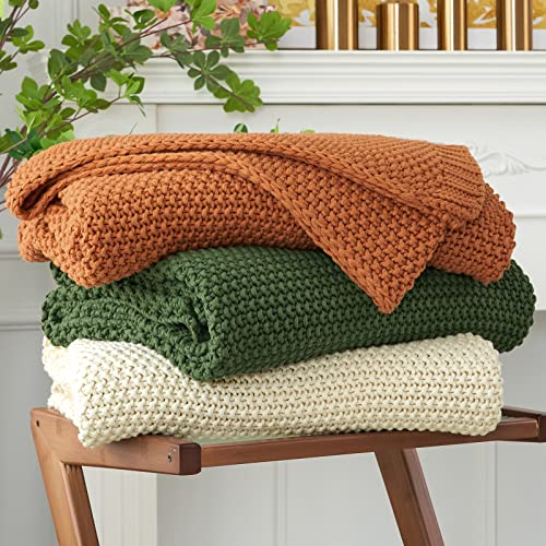 Knitted Green Throw Blanket