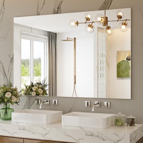 Large Frameless Bathroom Mirror
