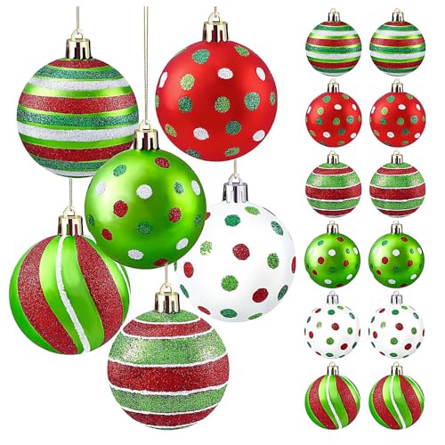 Large Crimson and Verdant Striped Hanging Baubles