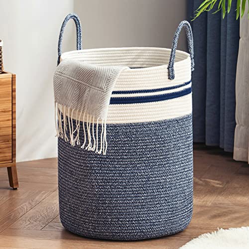 Laundry Basket with Blue Accents