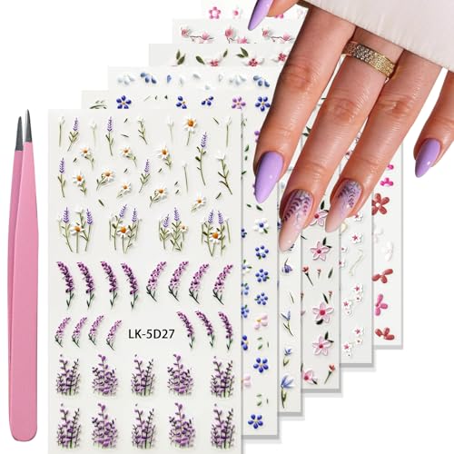 Lavender Flower Nail Art Stickers