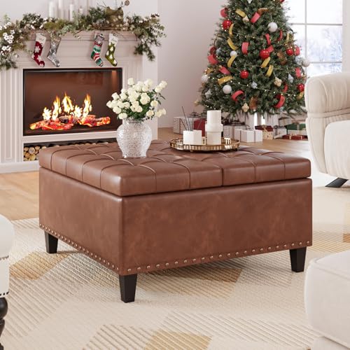 Leather Ottoman with Storage