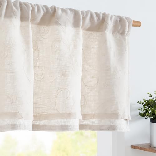 Linen Valance with Embroidered Detail