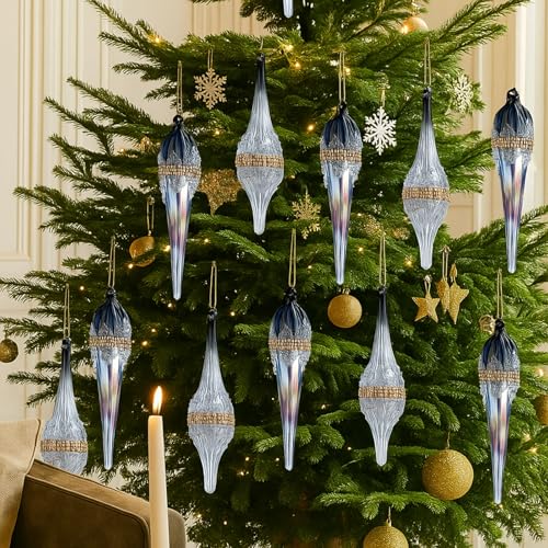 Elegant Glass Ornament Set with Metallic Sheen