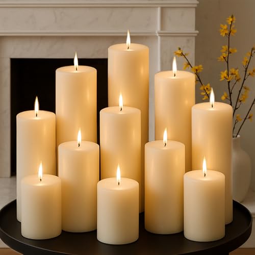 Set of Mixed Height Pillar Candles