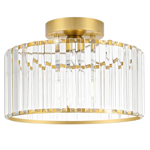 Modern Crystal Ceiling-Hugging Light