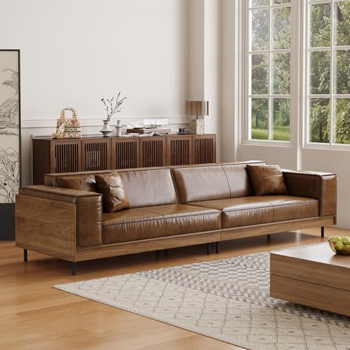 Modern Floor Sofa with Wooden Accents