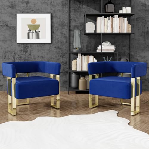 Modern Navy Blue Velvet Accent Chair
