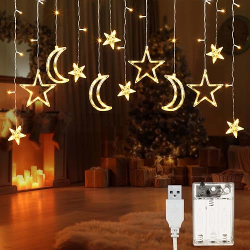 Moon and Star LED String Lights
