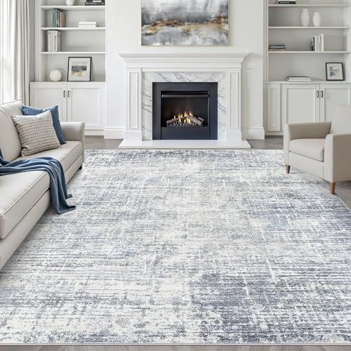Navy Blue and Cream Modern Design Rug