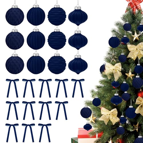 Navy and Emerald Christmas Ornaments Set
