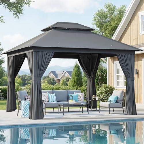 Outdoor Gazebo with Curtains
