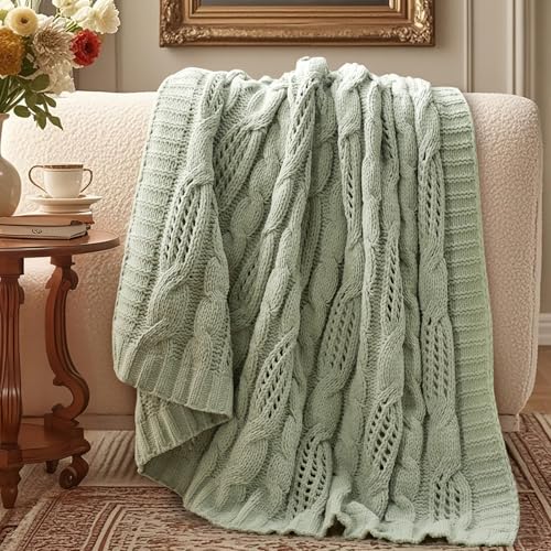 Soft Pastel Knitted Throw Blanket