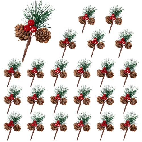 Pinecone and Berry Ornament Picks