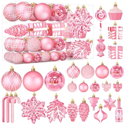 Set of Pink Christmas Ornaments