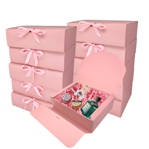 Set of Pink Gift Boxes with Ribbons