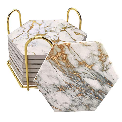 Modern Porcelain Coasters with Gold Accents