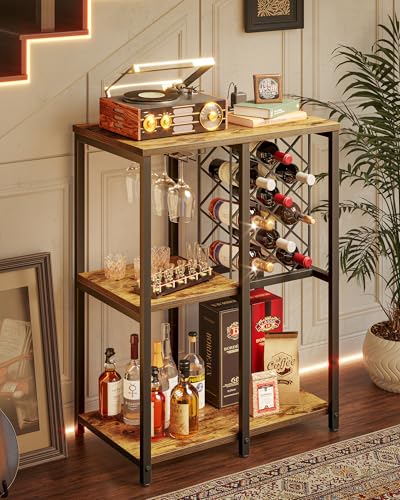 Portable Bar Shelf with Glass Racks