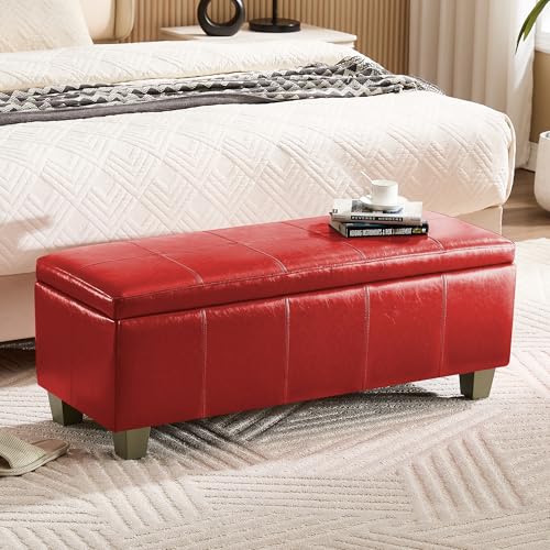 Bright Red Rectangular Ottoman