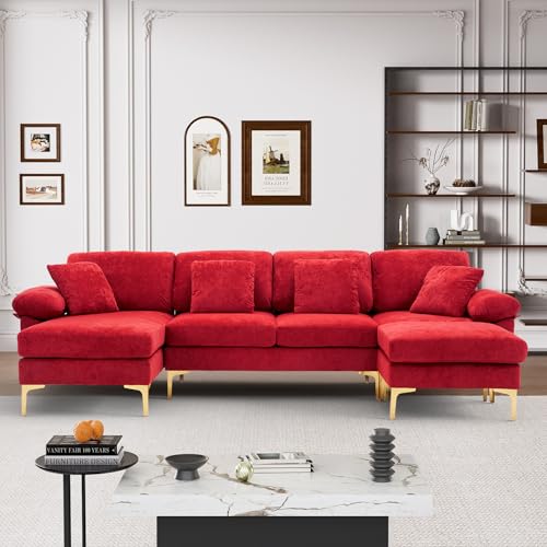 Retro Red Velvet Sofa