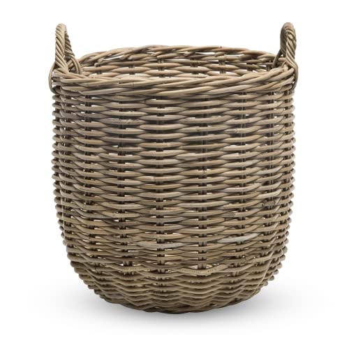 Circular Wicker Basket with Handles