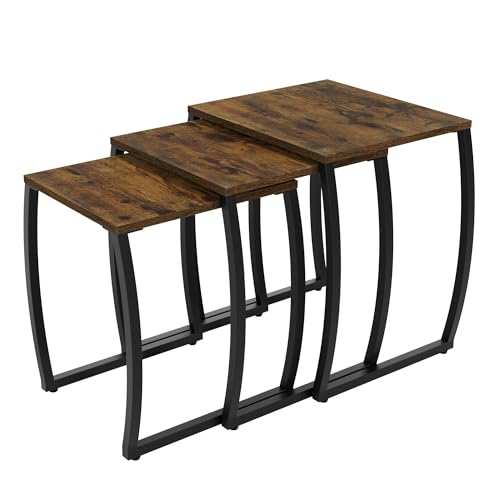 Rustic Wood and Metal Nesting Tables