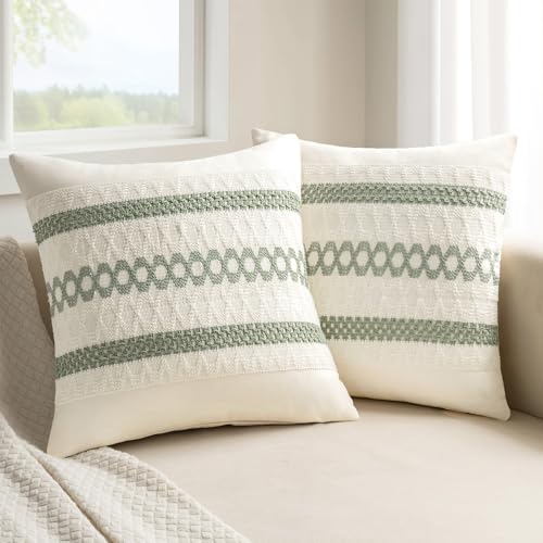 Cotton Knit Sage Green Pillow Covers