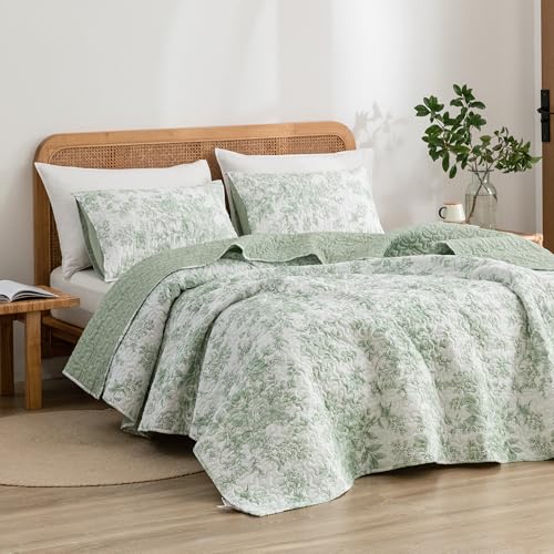 Sage Green Cotton Quilted Bedspread