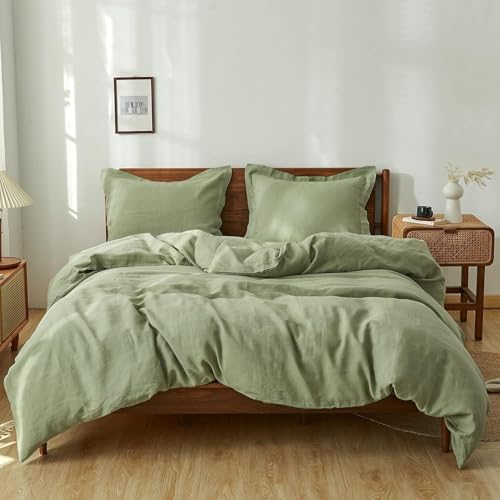 Sage Green Linen Duvet Cover Set