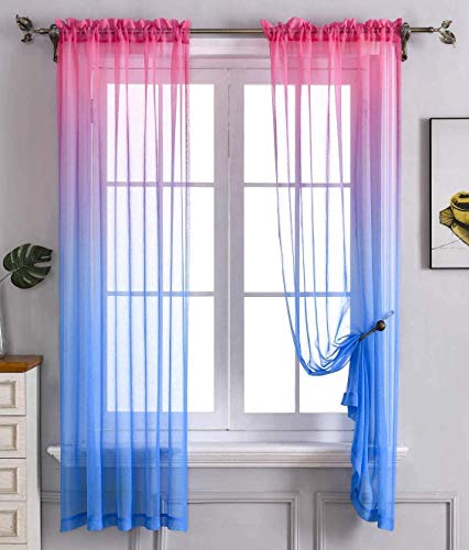 Sheer Pink and Blue Ombre Curtains