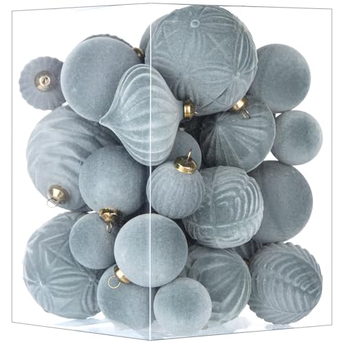 Sky Blue and Sage Christmas Ornament Set