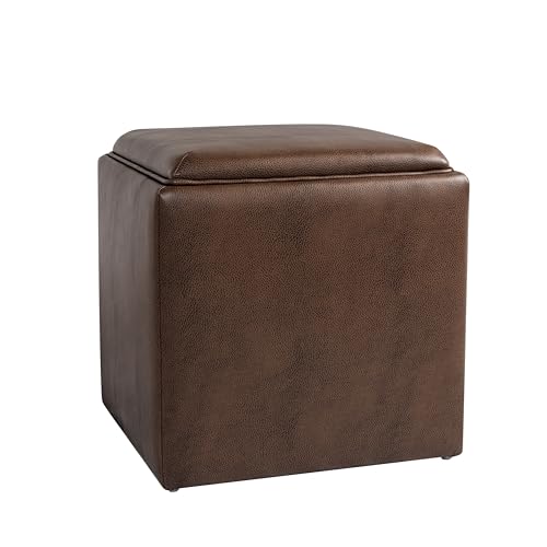 Square Leather Ottoman