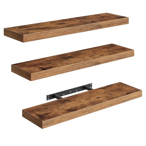 Stained Wood Floating Shelves