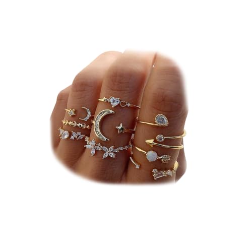 Stackable Star Pattern Ring Set