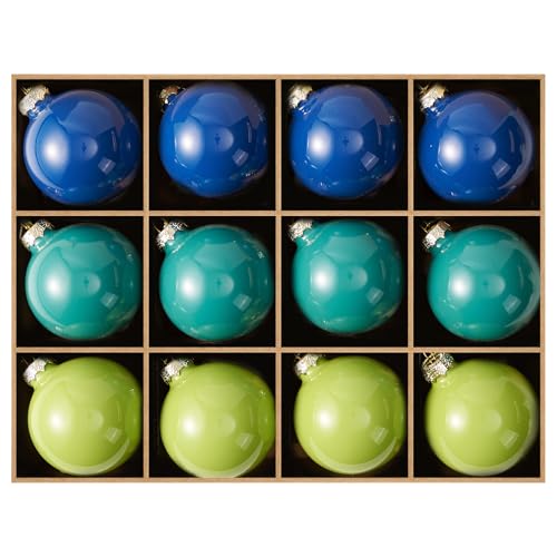 Striped Christmas Ornaments in Blue and Green