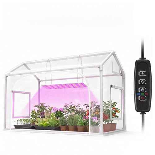 Compact Tabletop Greenhouse with LED Grow Lights