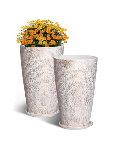 Tall Stone-Style Planter Vase