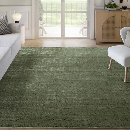 Textured Green Wool Rug