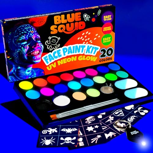Set of UV Radiant Face Paints including Brushes
