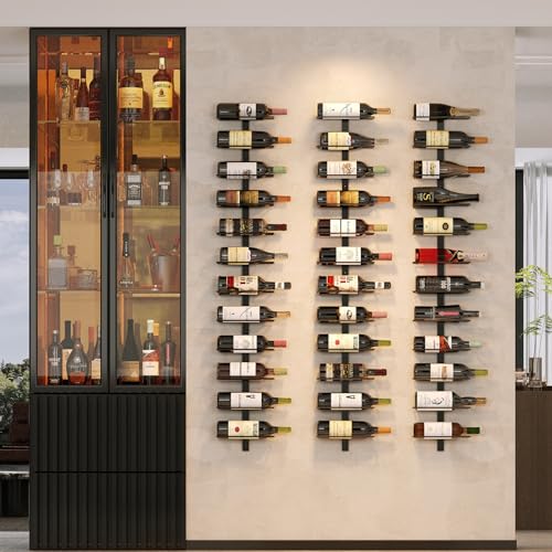 Wall-adhered upright wine shelf