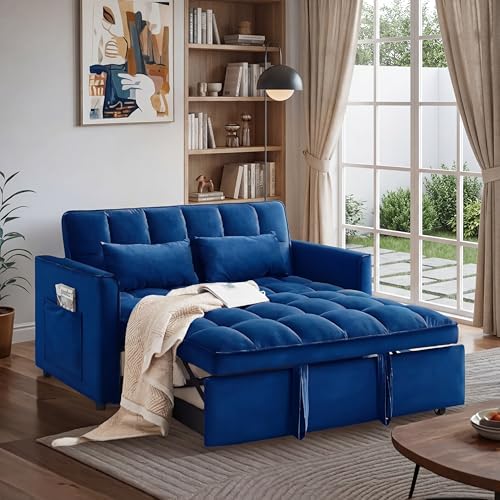 Vibrant Azure Convertible Couch