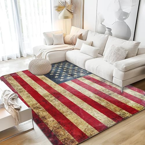 Vintage American Flag Design Rug