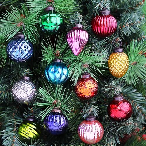 Vintage Glass Christmas Ornaments Set