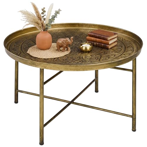Vintage-Inspired Coffee Table with Gold Accents