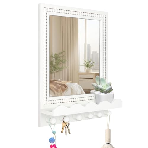 Wall-Mounted Mirror with Hooks