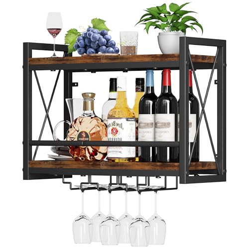 Wall-Adhered Multi-Bottle Wine Shelf