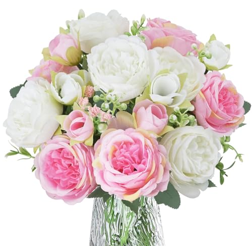 White and Pink Silk Flower Bouquet